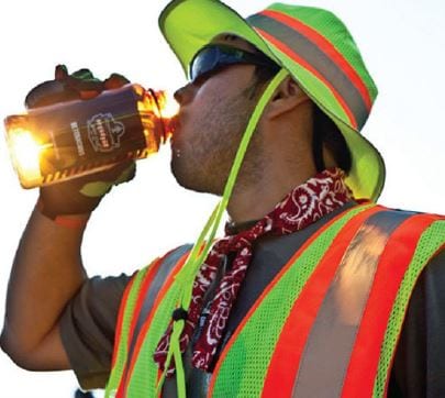 Worker Staying Hydrated in Summer